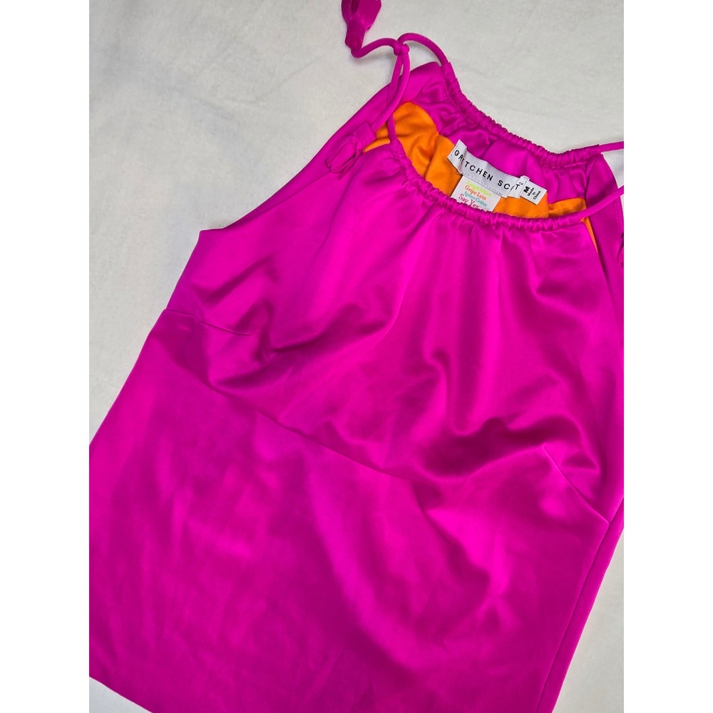 Gretchen Scott Womens Pink Halter Neck Tassel Sleeveless Top Size M